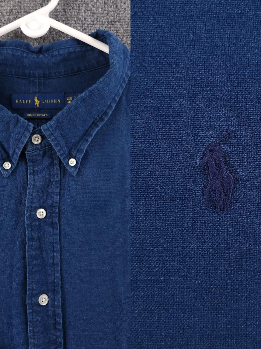 Ralph Lauren Indigo Oxford Big 4XB Long Sleeve Cotton Woven Pony Logo Men